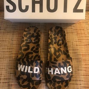 WILD THANG Schutz leopard print slides